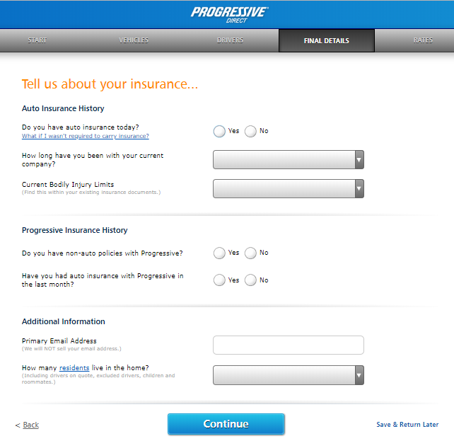 progressive quote step 6